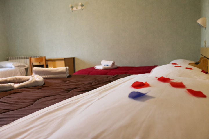 camera-tripla-e-quadrupla-singola-matrimoniale-doppia-con-termosifoni-finestre-scrivania-cioccolatini-e-asciugamani-in-camera-bagno-privato-con-doccia-finestra-e-aereazione-our-room-rooms-bed-room-bedrooms-dove-dormire-pernottare-pernottamento-a-Fiuggi-hotel-elvira-3-stelle-petali-di-rosa-in-camera-sul-cuscino-red-rose-petals